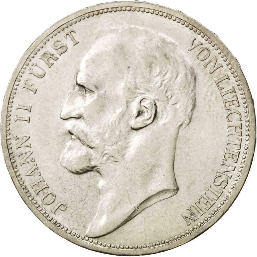 LIECHTENSTEIN, 2 Kronen, 1912, KM #3, MS(60-62), Silver, 27, 10.02