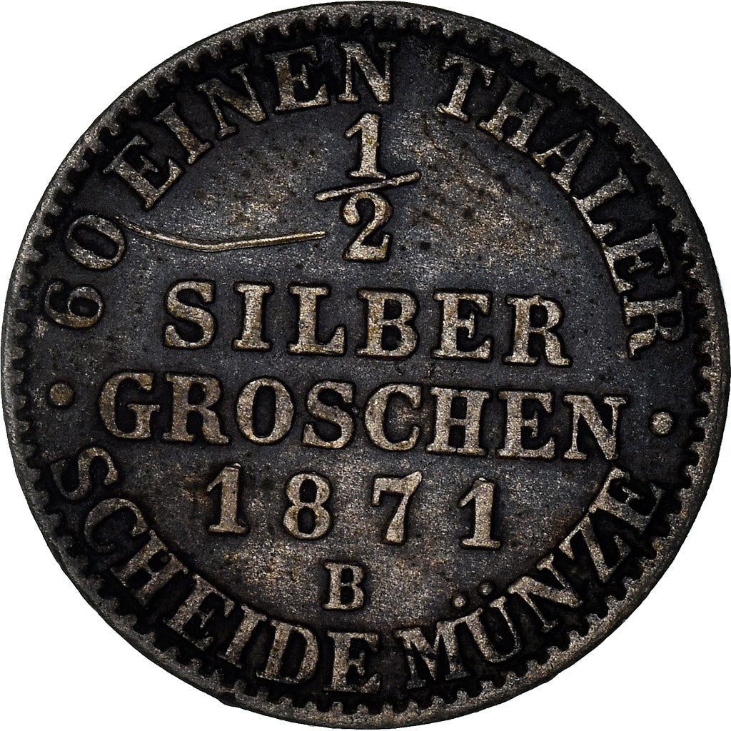 Coin, German States, PRUSSIA, Wilhelm I, 1/2 Neu-Groschen, 5 Pfennig, 1871