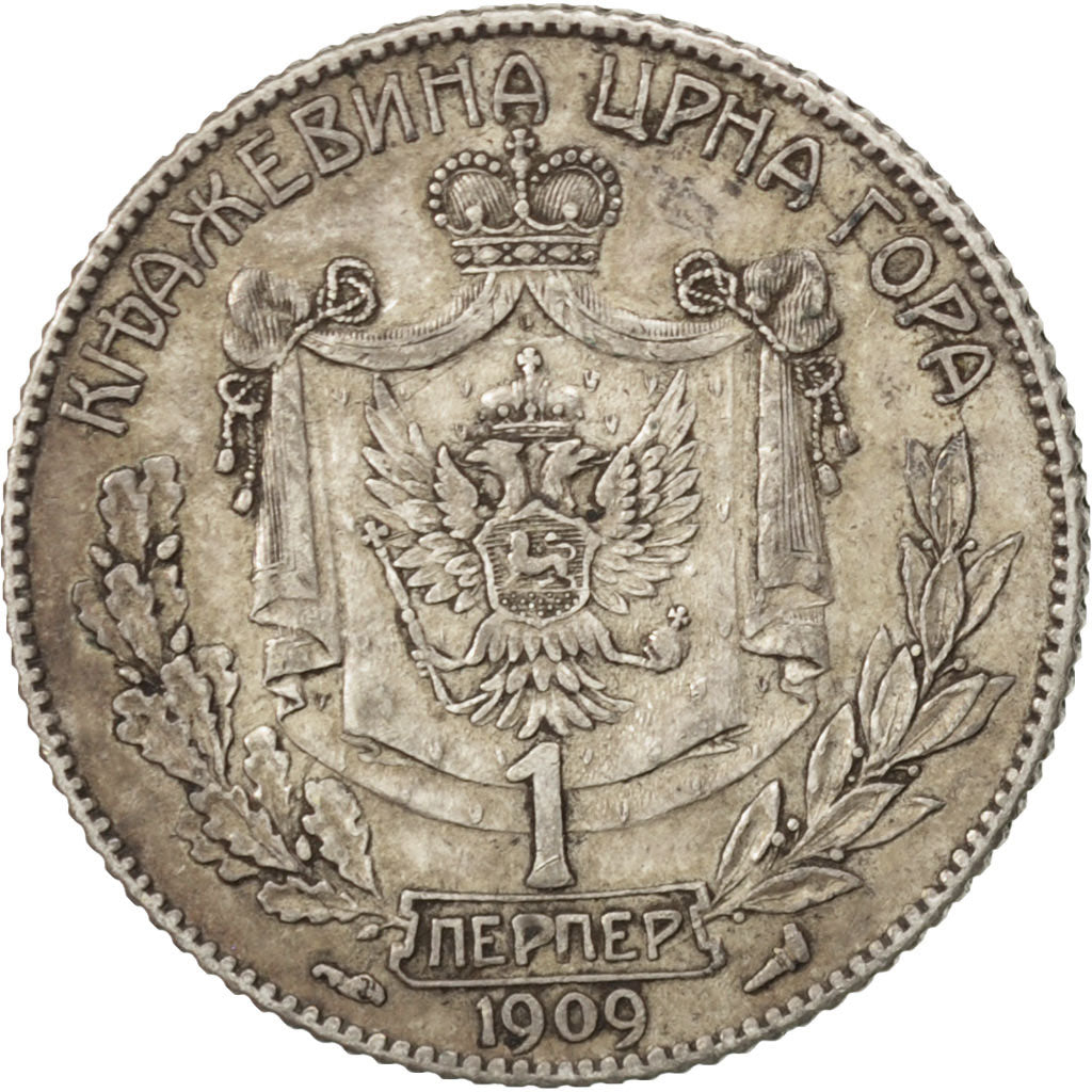 MONTENEGRO, Perper, 1909, KM #5, EF(40-45), Silver, 4.98