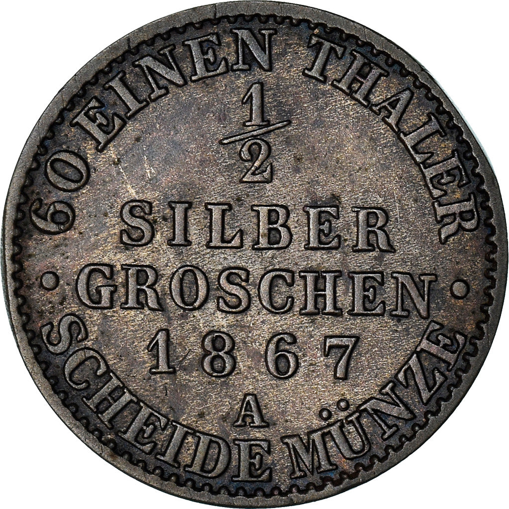 Moneta, Stati tedeschi, PRUSSIA, Wilhelm I, 1/2 Neu-Groschen, 5 Pfennig, 1867