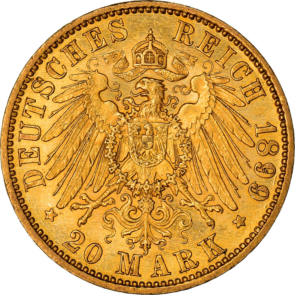 Coin, German States, PRUSSIA, Wilhelm II, 20 Mark, 1899, Berlin, MS(60-62)
