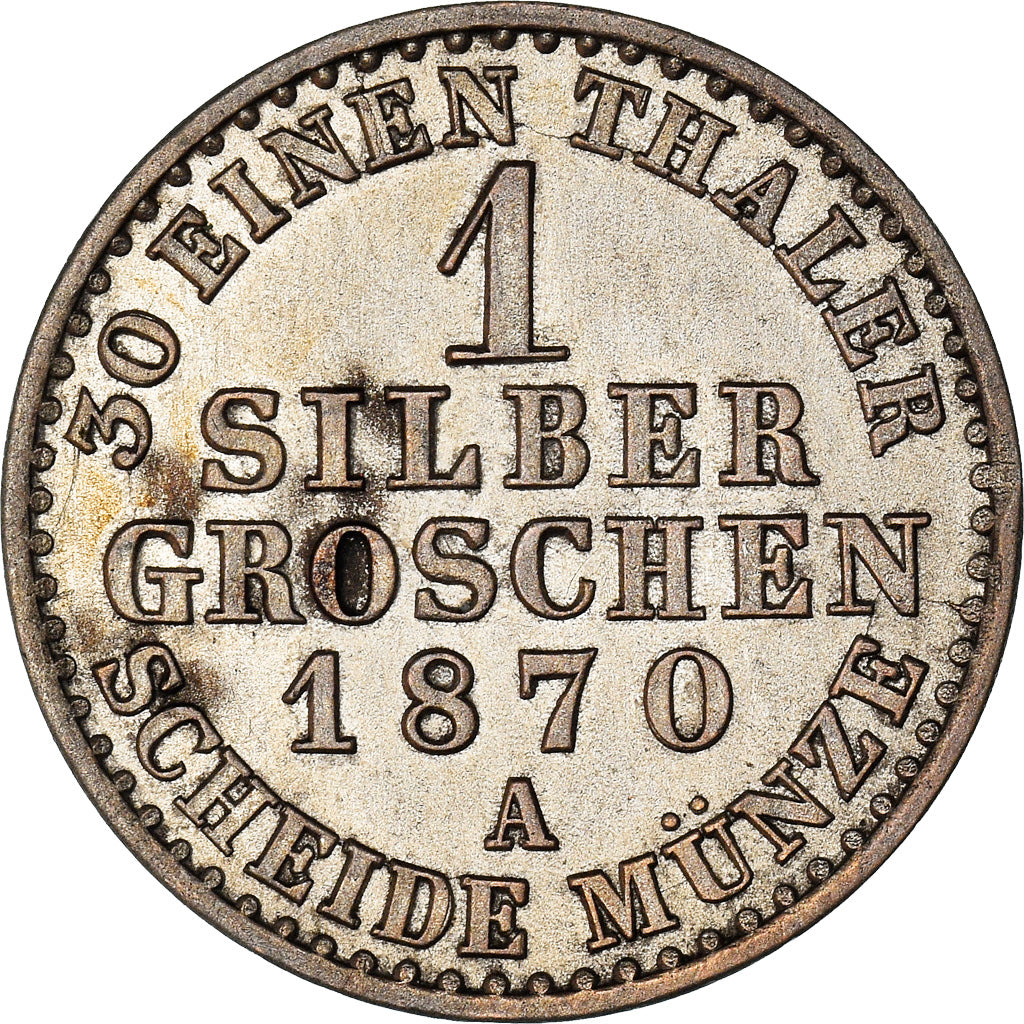 Münze, Deutsch Staaten, PRUSSIA, Wilhelm I, Groschen, 1870, Berlin, SS+