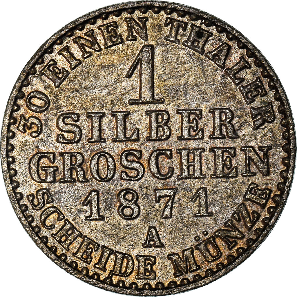 Moneta, Stati tedeschi, PRUSSIA, Wilhelm I, Groschen, 1871, Berlin, BB, Argento