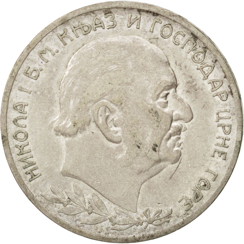 MONTENEGRO, 2 Perpera, 1910, KM #7, EF(40-45), Silver, 9.95