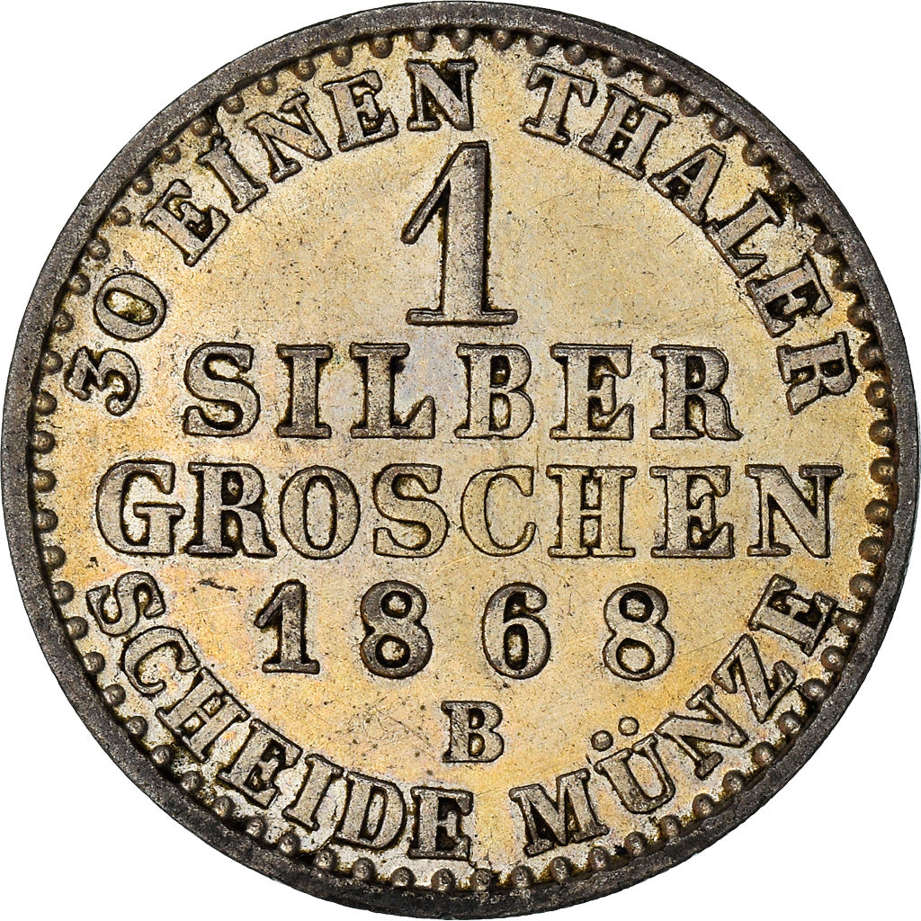 Coin, German States, PRUSSIA, Wilhelm I, Groschen, 1868, Hannover, AU(55-58)