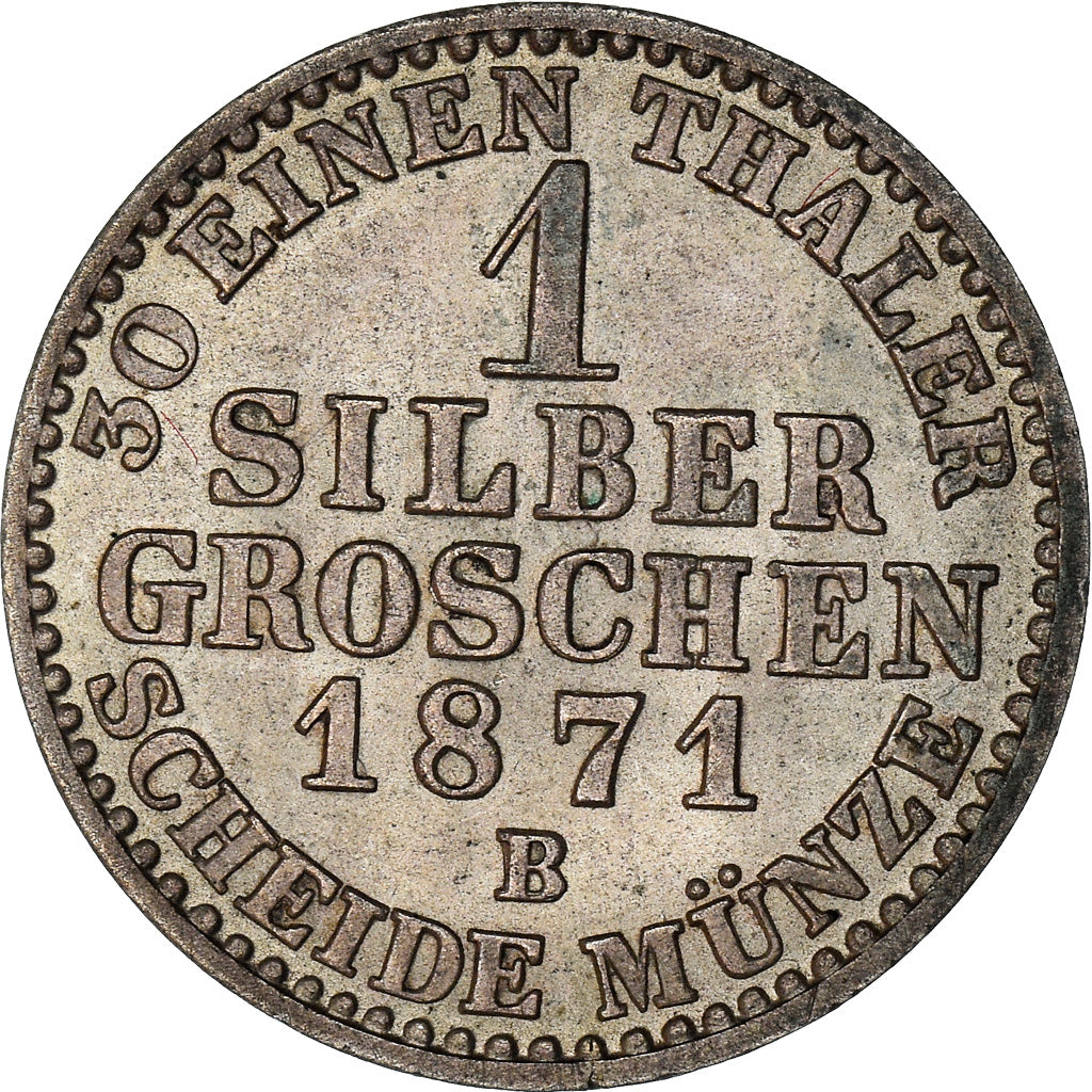 Coin, German States, PRUSSIA, Wilhelm I, Groschen, 1871, Hannover, AU(55-58)