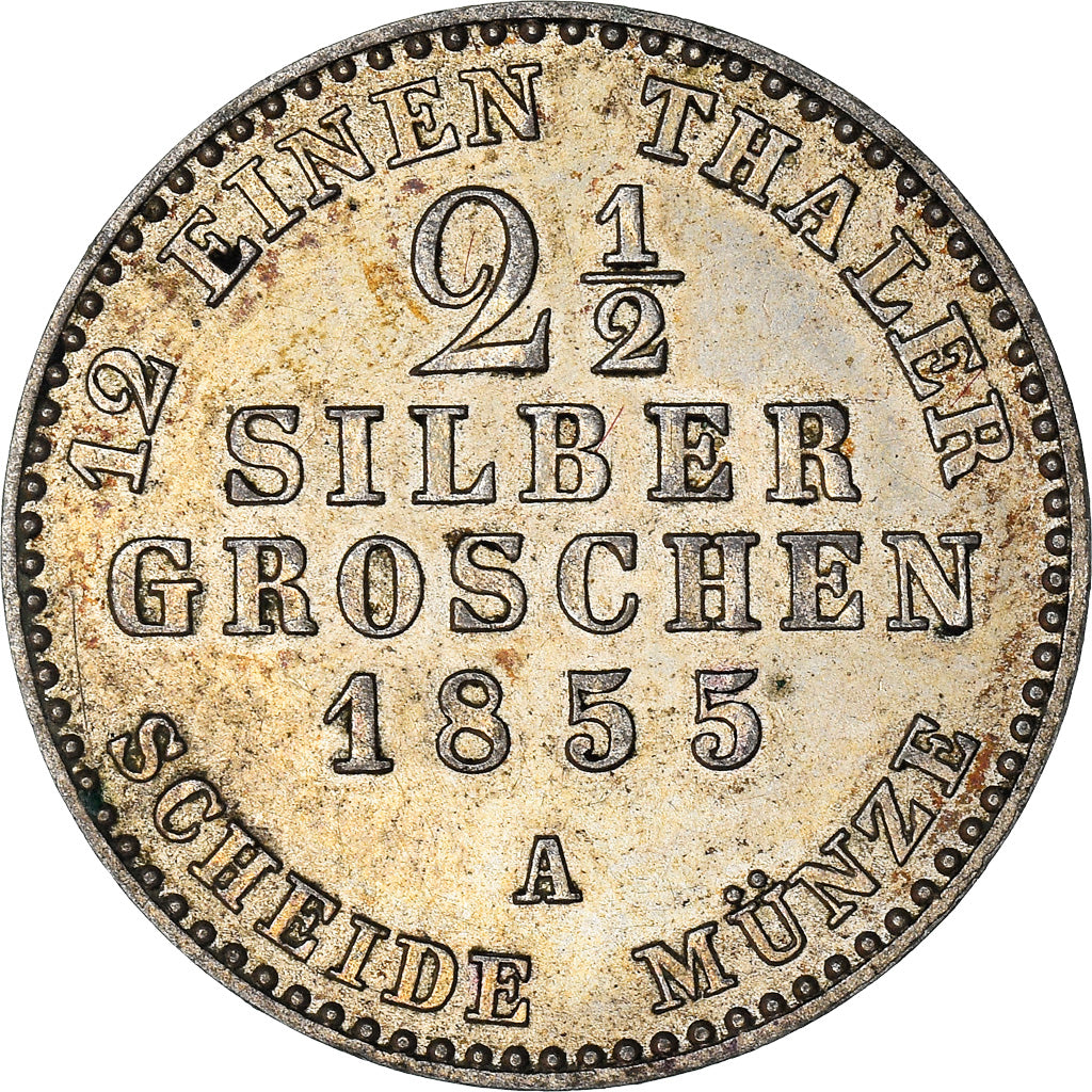 Coin, German States, PRUSSIA, Friedrich Wilhelm IV, 2-1/2 Silber Groschen, 1855