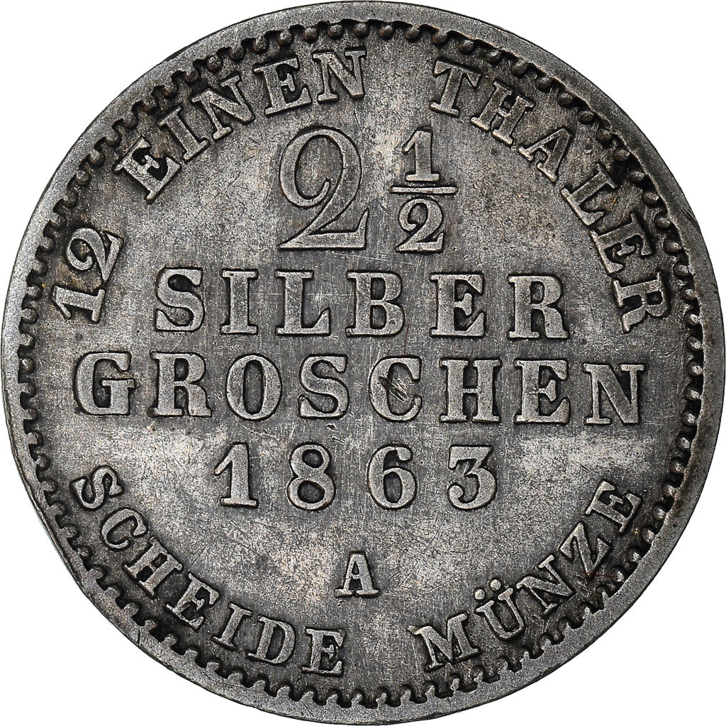 Coin, German States, PRUSSIA, Friedrich Wilhelm IV, 2-1/2 Silber Groschen, 1863