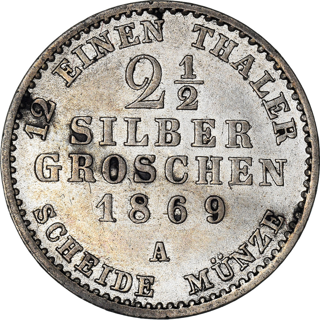 Coin, German States, PRUSSIA, Wilhelm I, 2-1/2 Silber Groschen, 1869, Berlin