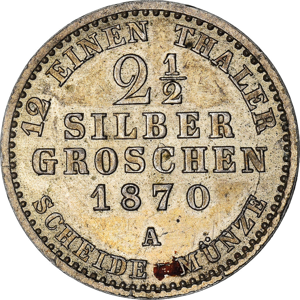 Coin, German States, PRUSSIA, Wilhelm I, 2-1/2 Silber Groschen, 1870, Berlin