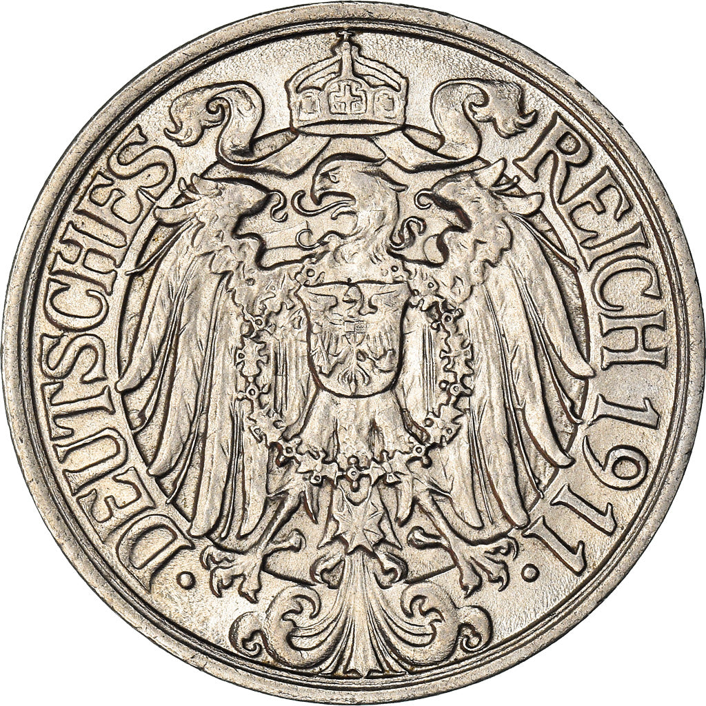 Moneta, GERMANIA - IMPERO, Wilhelm II, 25 Pfennig, 1911, Muldenhütten, SPL-