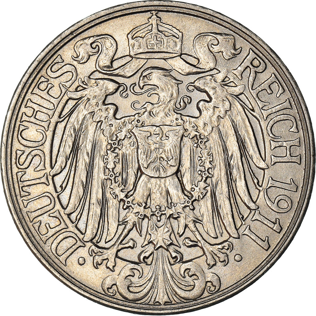 Moneta, GERMANIA - IMPERO, Wilhelm II, 25 Pfennig, 1911, Berlin, SPL-, Nichel