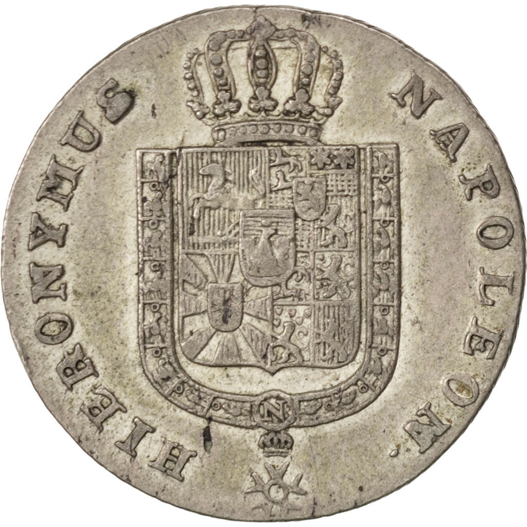 Coin, German States, WESTPHALIA, Jerome, 1/6 Thaler, Reichs, 1813, AU(55-58)