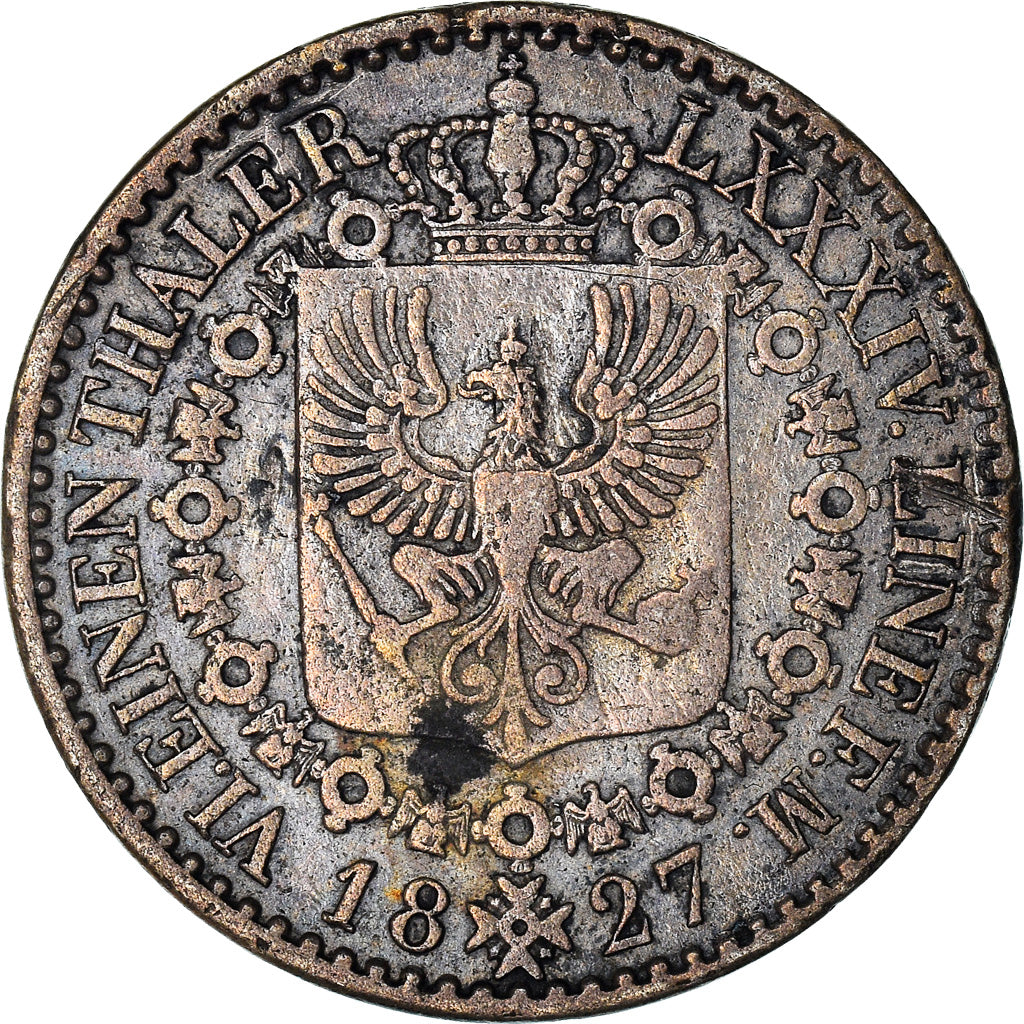 Coin, German States, PRUSSIA, Friedrich Wilhelm III, 1/6 Thaler, 1827