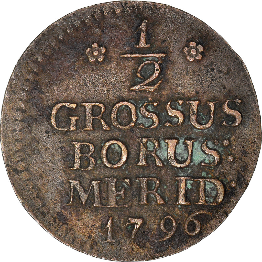 Coin, Poland, SOUTH PRUSSIA, 1/2 Grossus, 1796, EF(40-45), Copper, KM:2.1