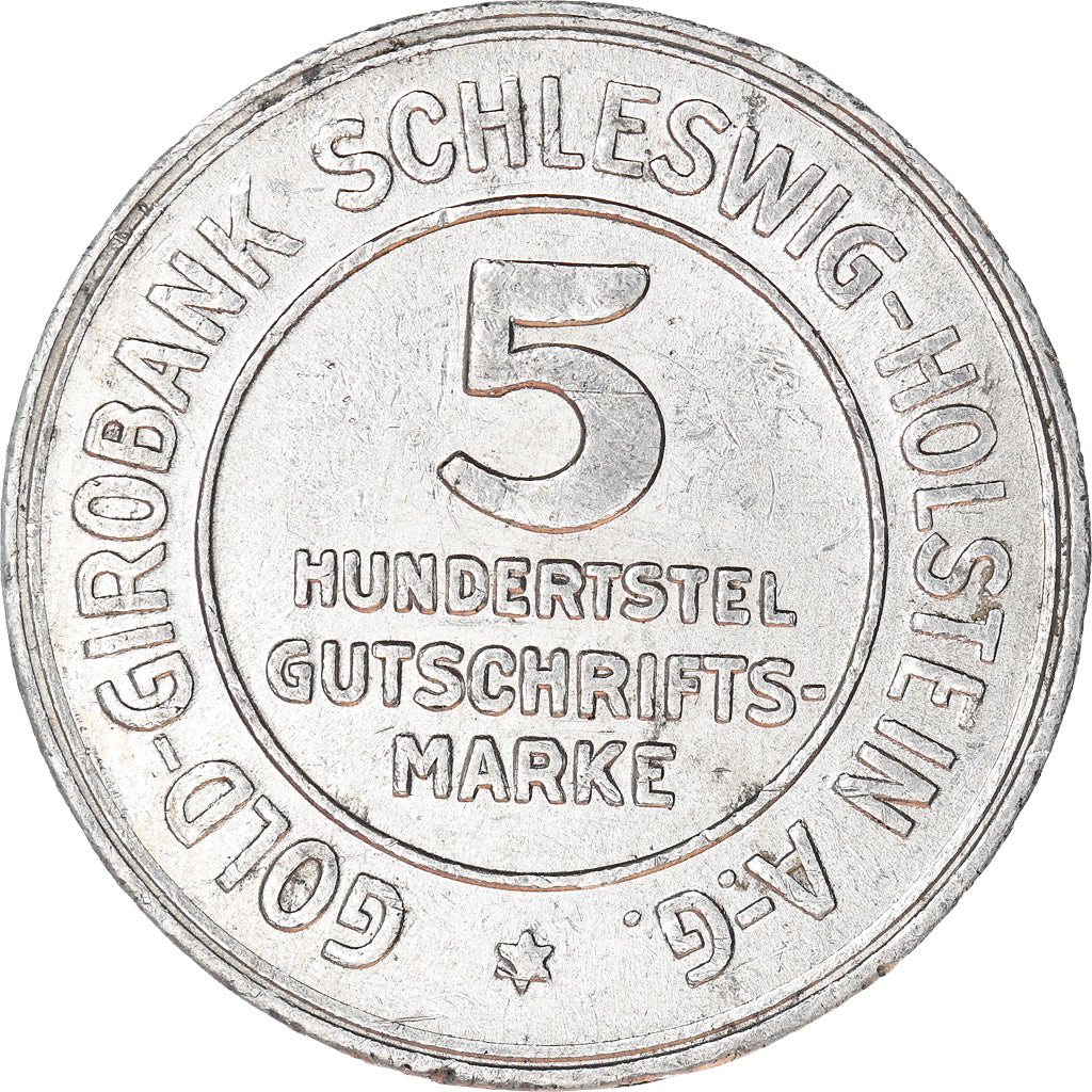 Moneta, Niemcy, Schleswig-Holstein, 5/100 Gutschriftsmarke, 1923, AU(50-53)