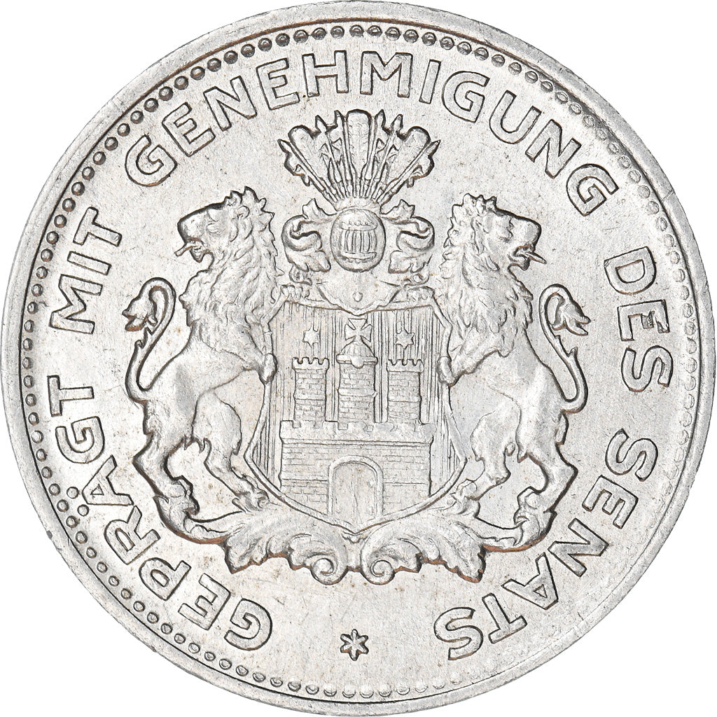 Coin, German States, Hamburg, 5/100 Verrechnungsmarke, 1923, AU(55-58), Aluminum