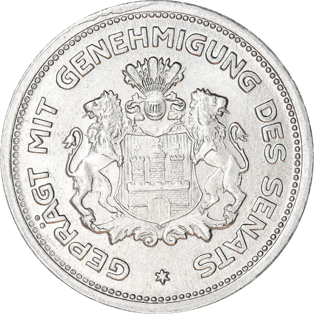 Coin, German States, Hamburg, 1/100 Verrechnungsmarke, 1923, MS(63), Aluminum