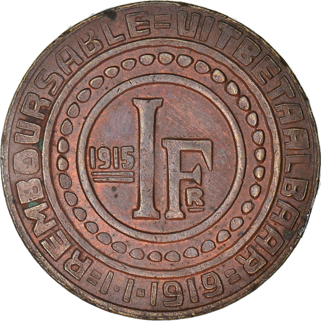 Munten, België, Ville de Gand - Stad Gent, Gent, Franken, 1915, ZF, Brass