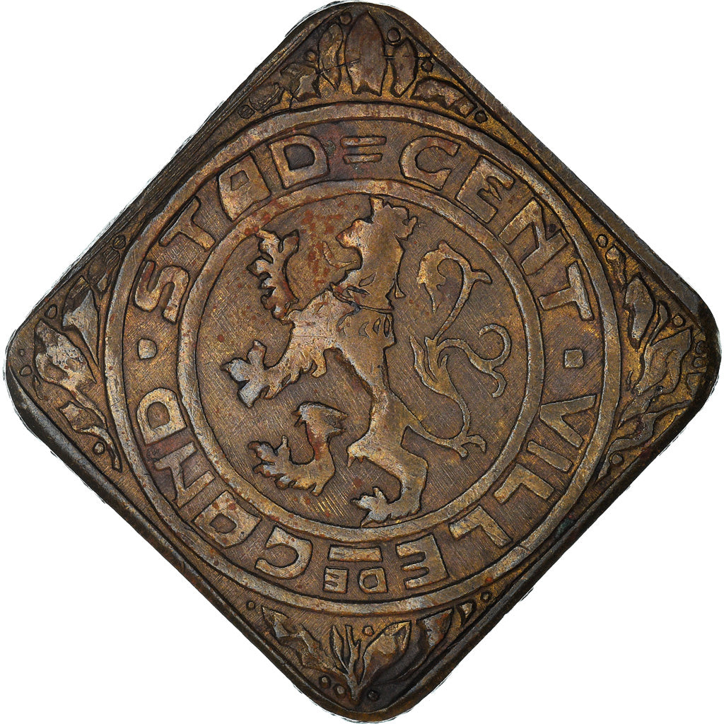 Coin, Belgium, GHENT, 2 Franken, 1915, Gand, EF(40-45), Brass Plated Iron
