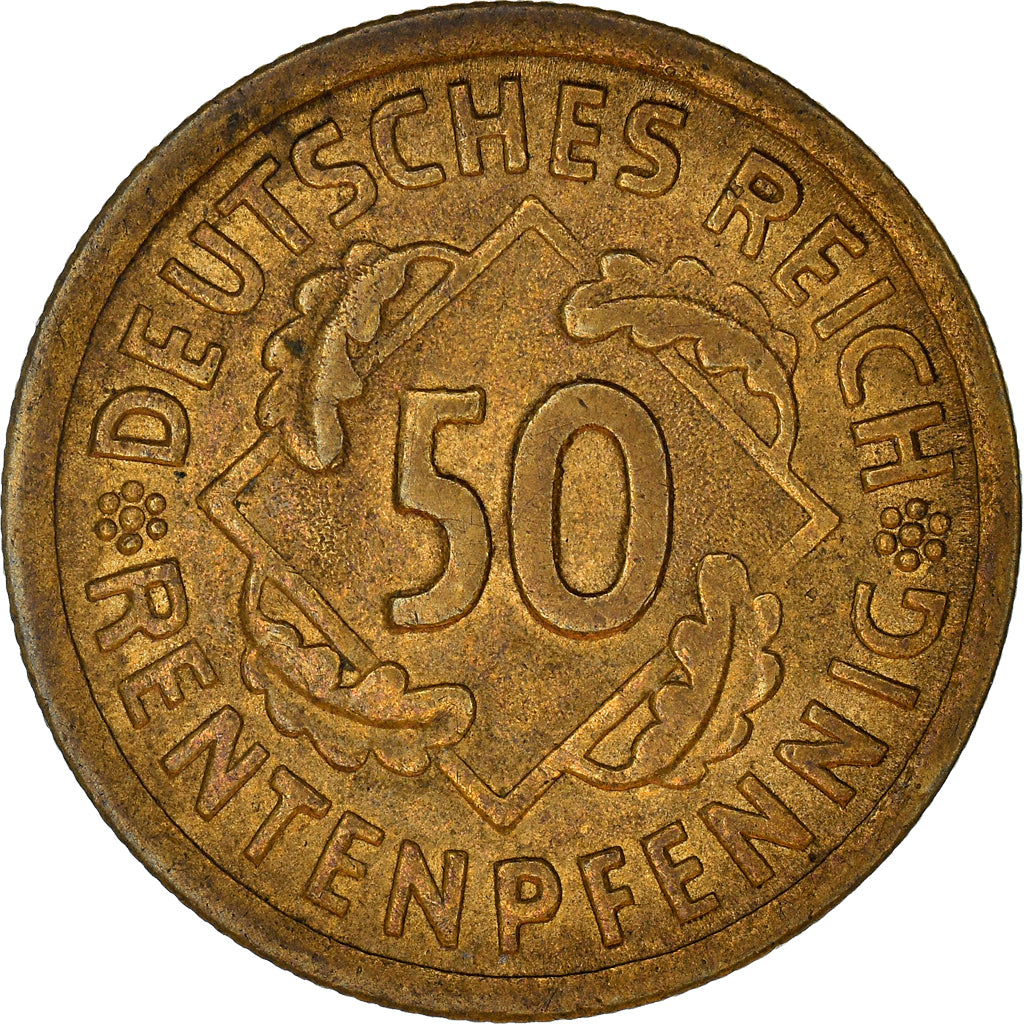 Coin, GERMANY, WEIMAR REPUBLIC, 50 Rentenpfennig, 1924, Berlin, EF(40-45)