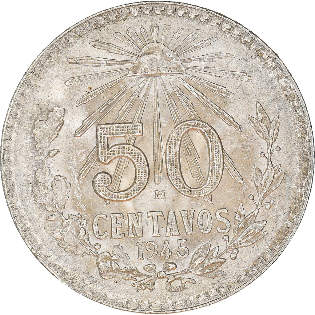 Coin, Mexico, 50 Centavos, 1945, Mexico City, MS(60-62), Silver, KM:447