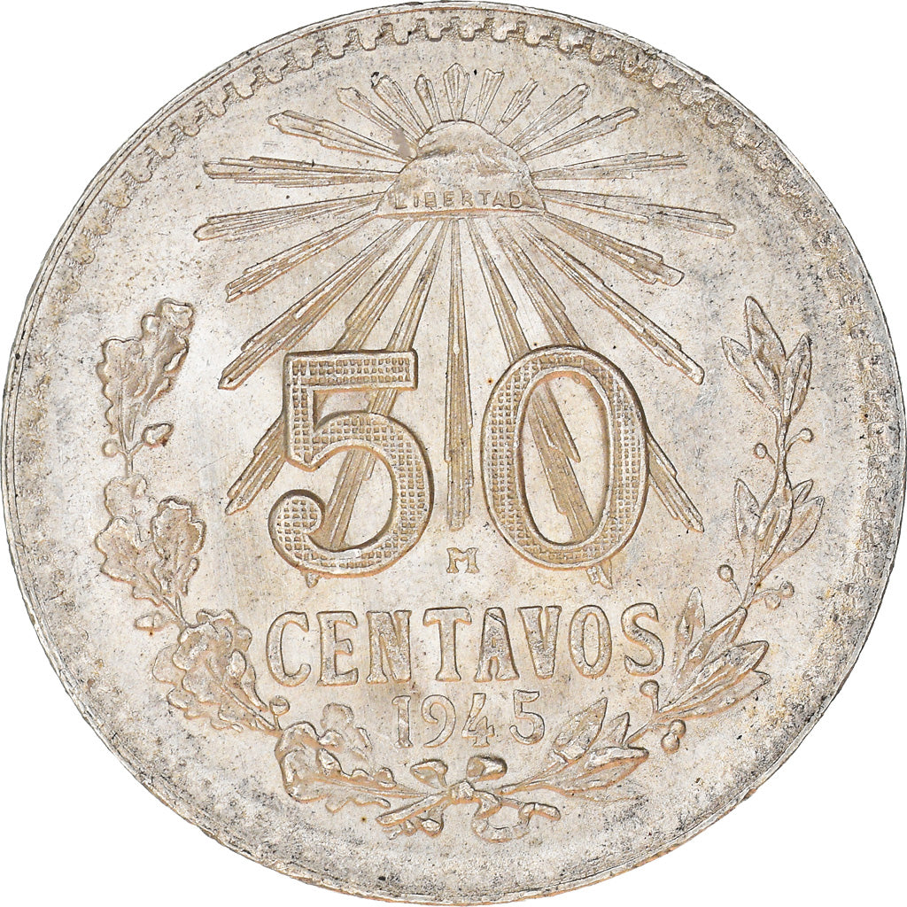 Coin, Mexico, 50 Centavos, 1945, Mexico City, MS(60-62), Silver, KM:447