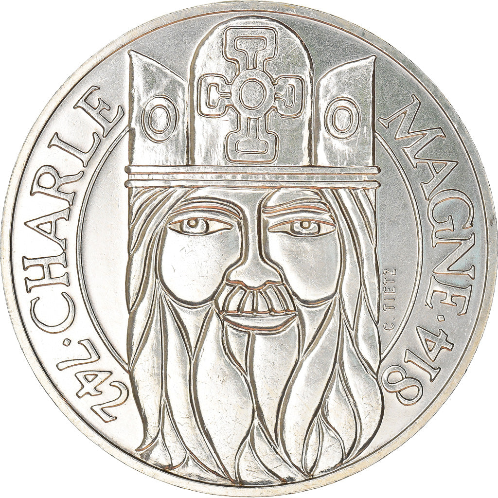 Coin, France, Charlemagne, 100 Francs, 1990, Paris, MS(63), Silver, KM:982