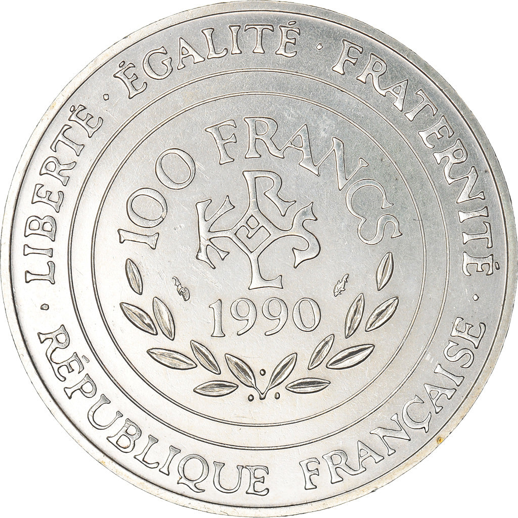 Coin, France, Charlemagne, 100 Francs, 1990, Paris, MS(63), Silver, KM:982