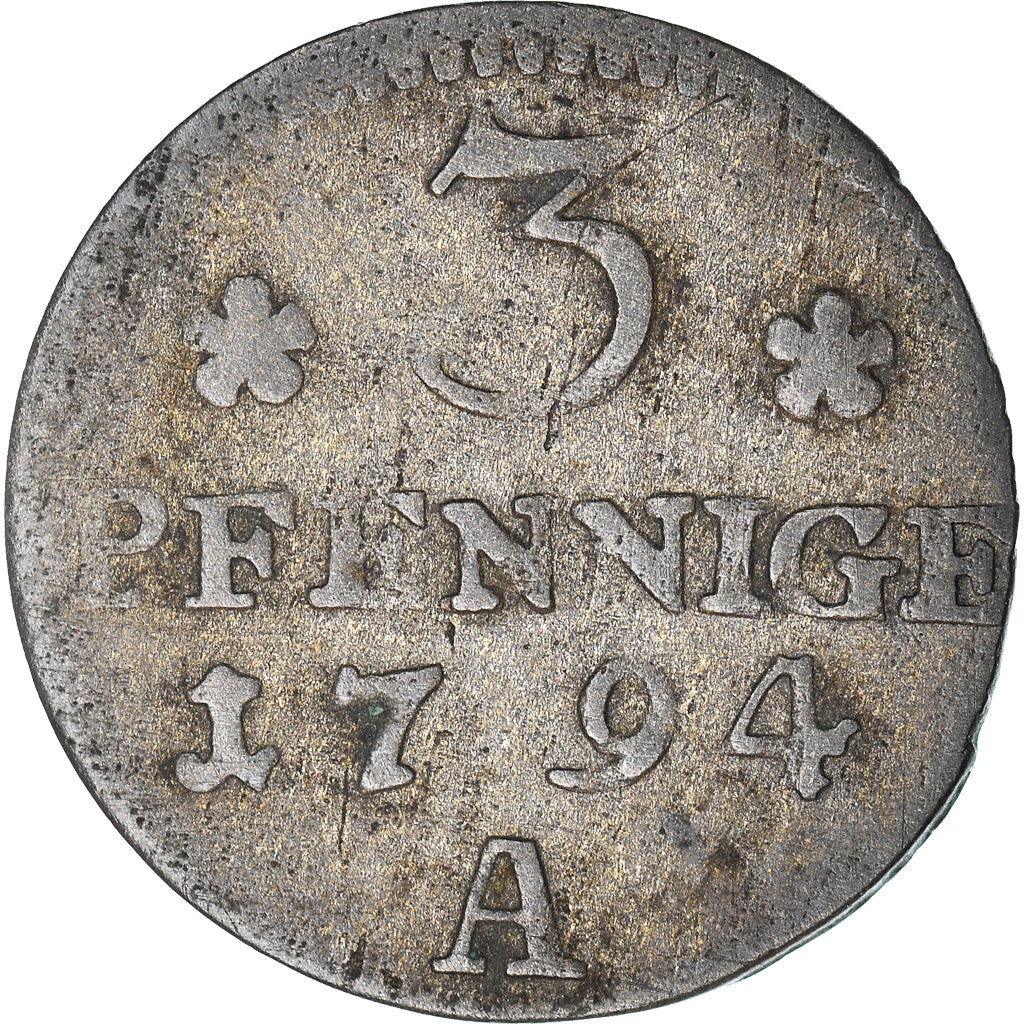 Münze, Deutsch Staaten, PRUSSIA, Friedrich Wilhelm II, 3 Pfennig, 1794, Berlin