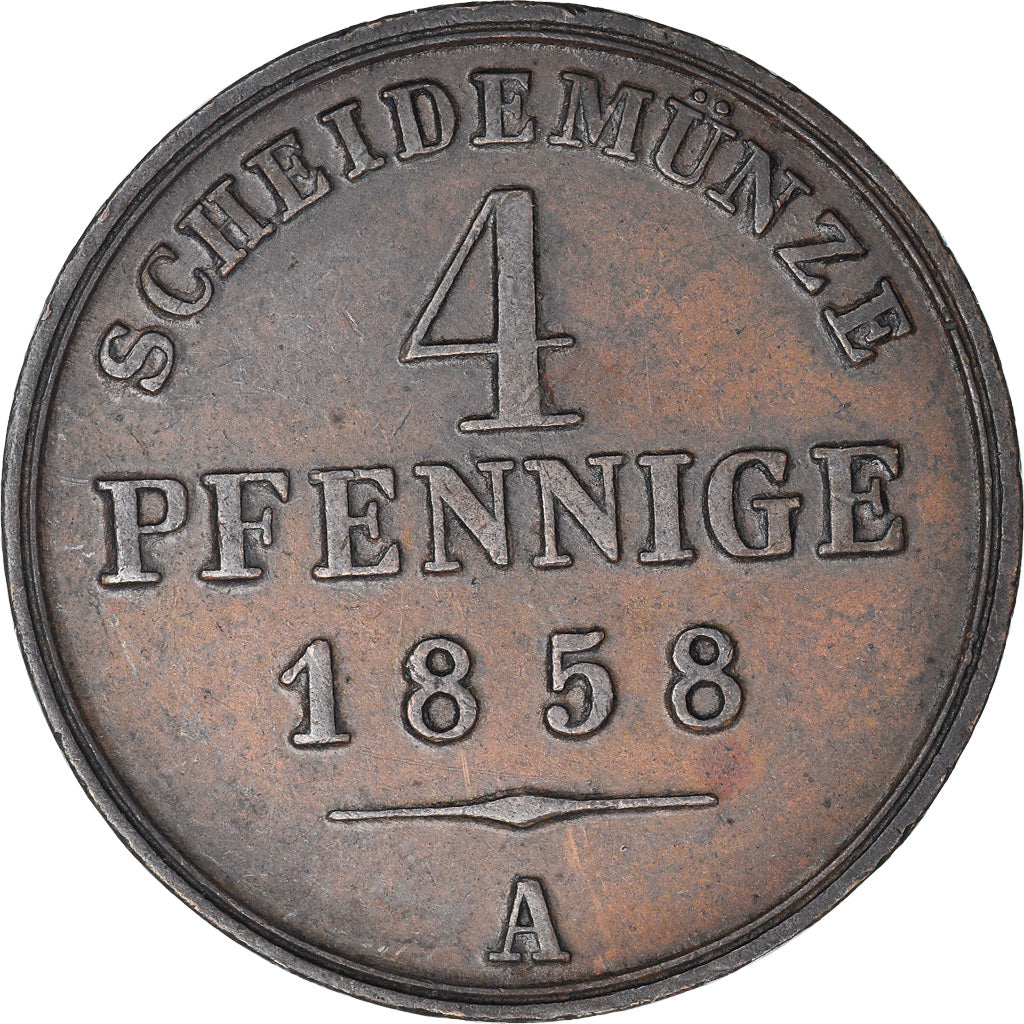 Coin, German States, SCHAUMBURG-LIPPE, Georg Wilhelm, 4 Pfennig, 1858
