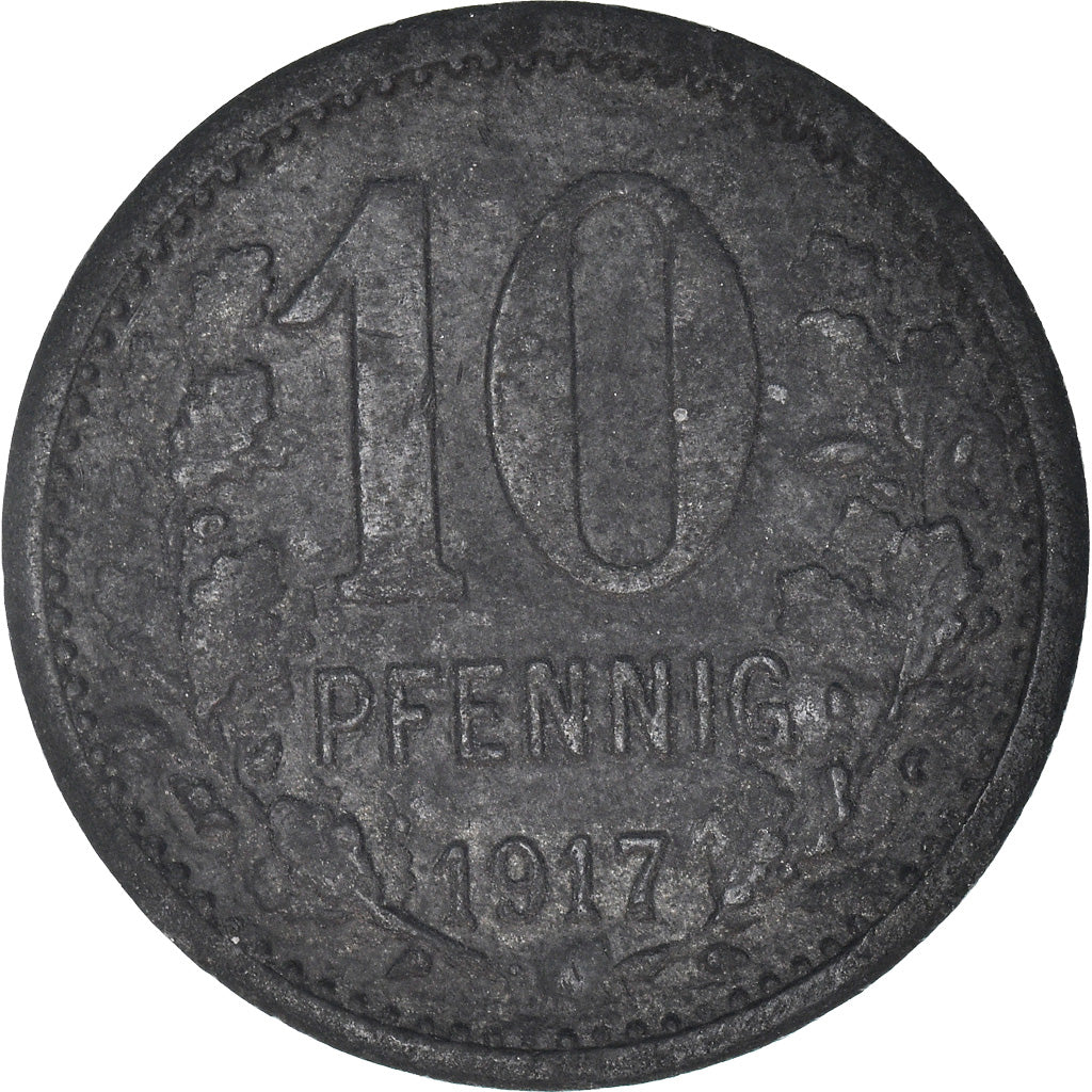 Coin, Germany, Bonn-Siegkreis, Bonn, 10 Pfennig, 1917, EF(40-45), Zinc