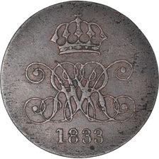 Coin, German States, HANNOVER, Wilhelm IV, 2 Pfennig, 1833, EF(40-45), Copper