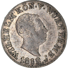 Coin, German States, WURTTEMBERG, Wilhelm I, Kreuzer, 1832, EF(40-45), Billon