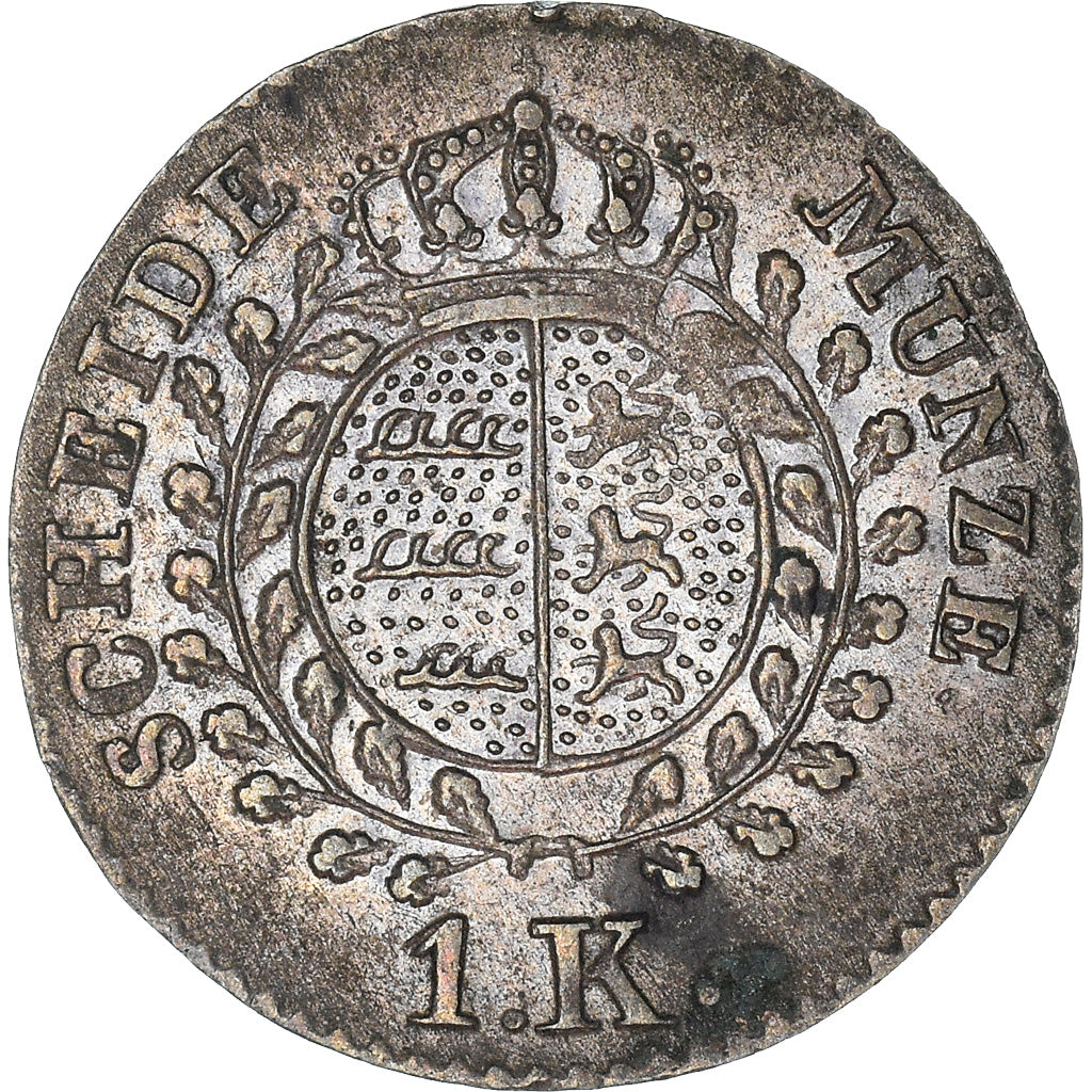 Coin, German States, WURTTEMBERG, Wilhelm I, Kreuzer, 1832, EF(40-45), Billon