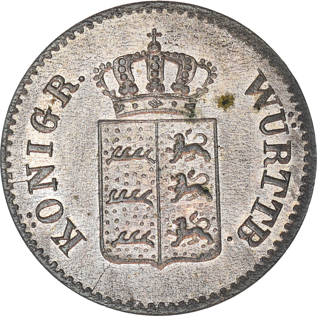 Coin, German States, WURTTEMBERG, Wilhelm I, Kreuzer, 1845, AU(55-58), Silver
