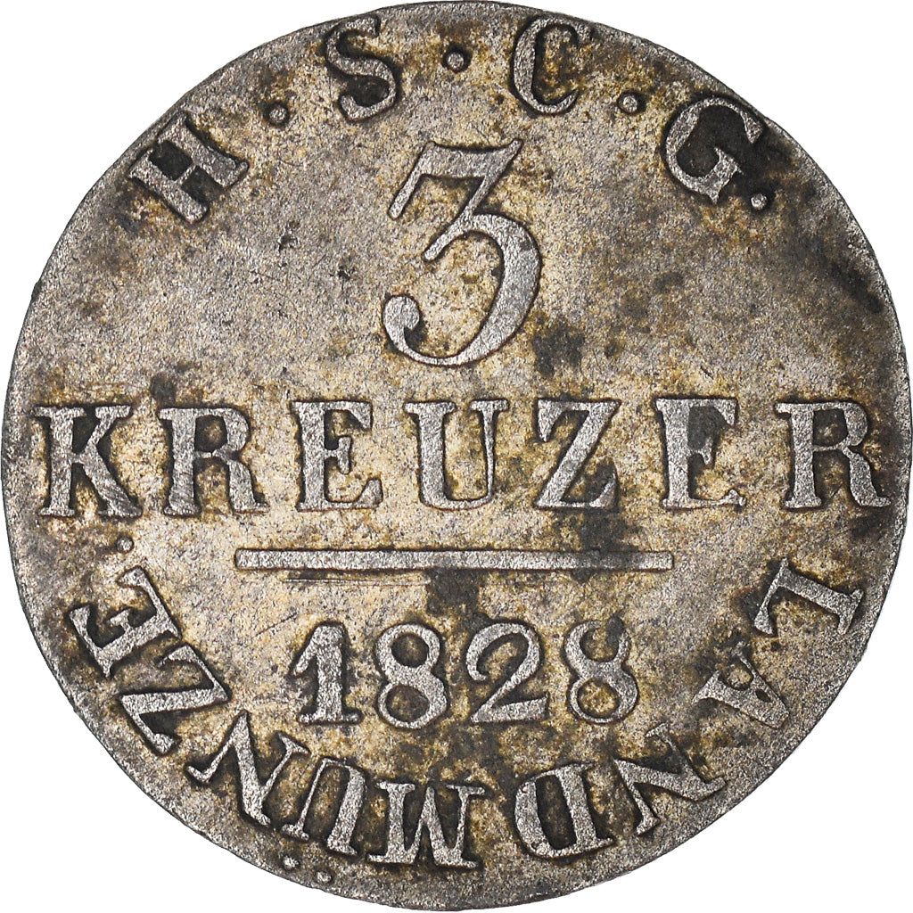 Coin, German States, SAXE-COBURG-GOTHA, Ernst I, 3 Kreuzer, 1828, Gotha