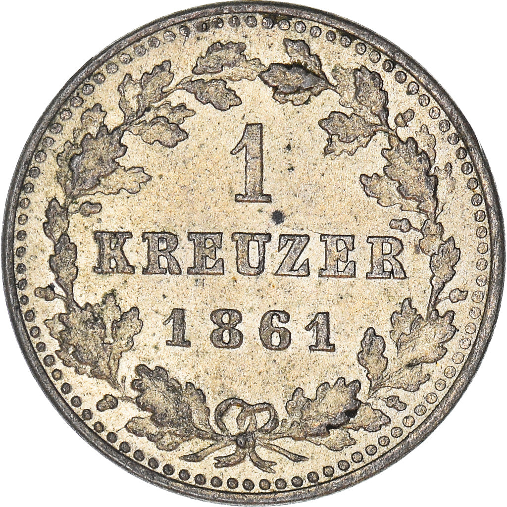 Moeda, Estados Alemães, NASSAU, Adolph, Kreuzer, 1861, Wiesbaden, AU(55-58)