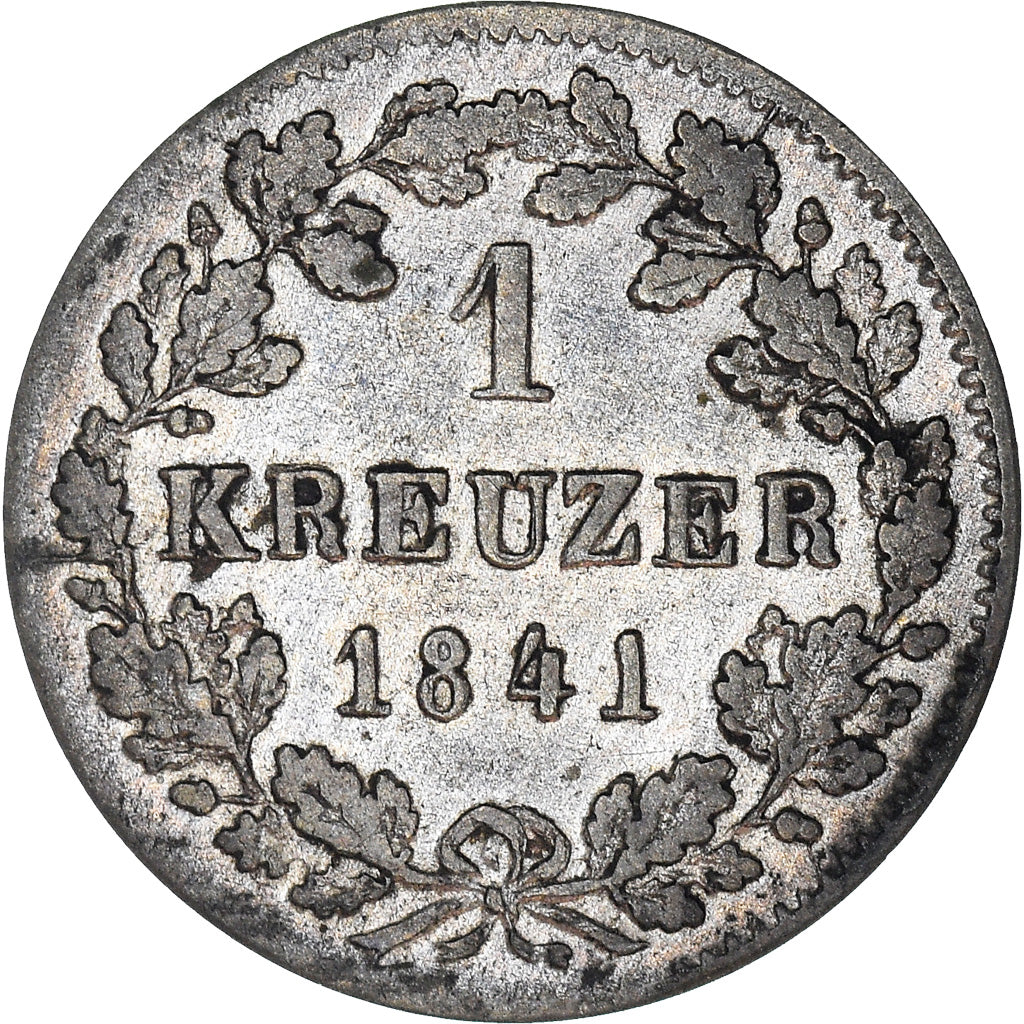 Coin, German States, WURTTEMBERG, Wilhelm I, Kreuzer, 1841, EF(40-45), Silver