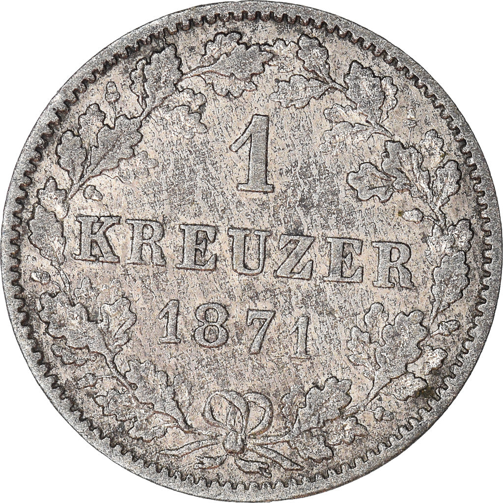 Coin, German States, WURTTEMBERG, Karl I, Kreuzer, 1871, EF(40-45), Silver