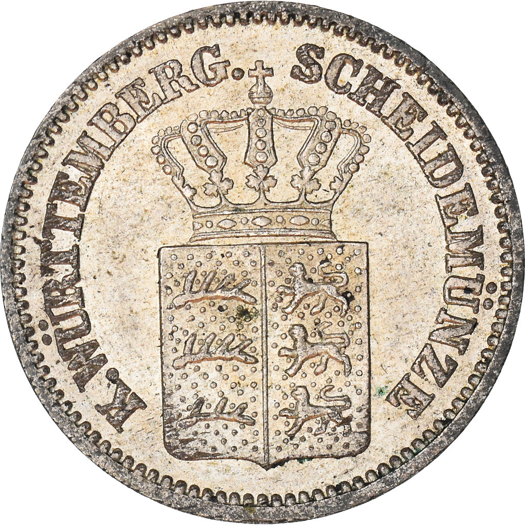 Coin, German States, WURTTEMBERG, Karl I, Kreuzer, 1868, AU(55-58), Silver