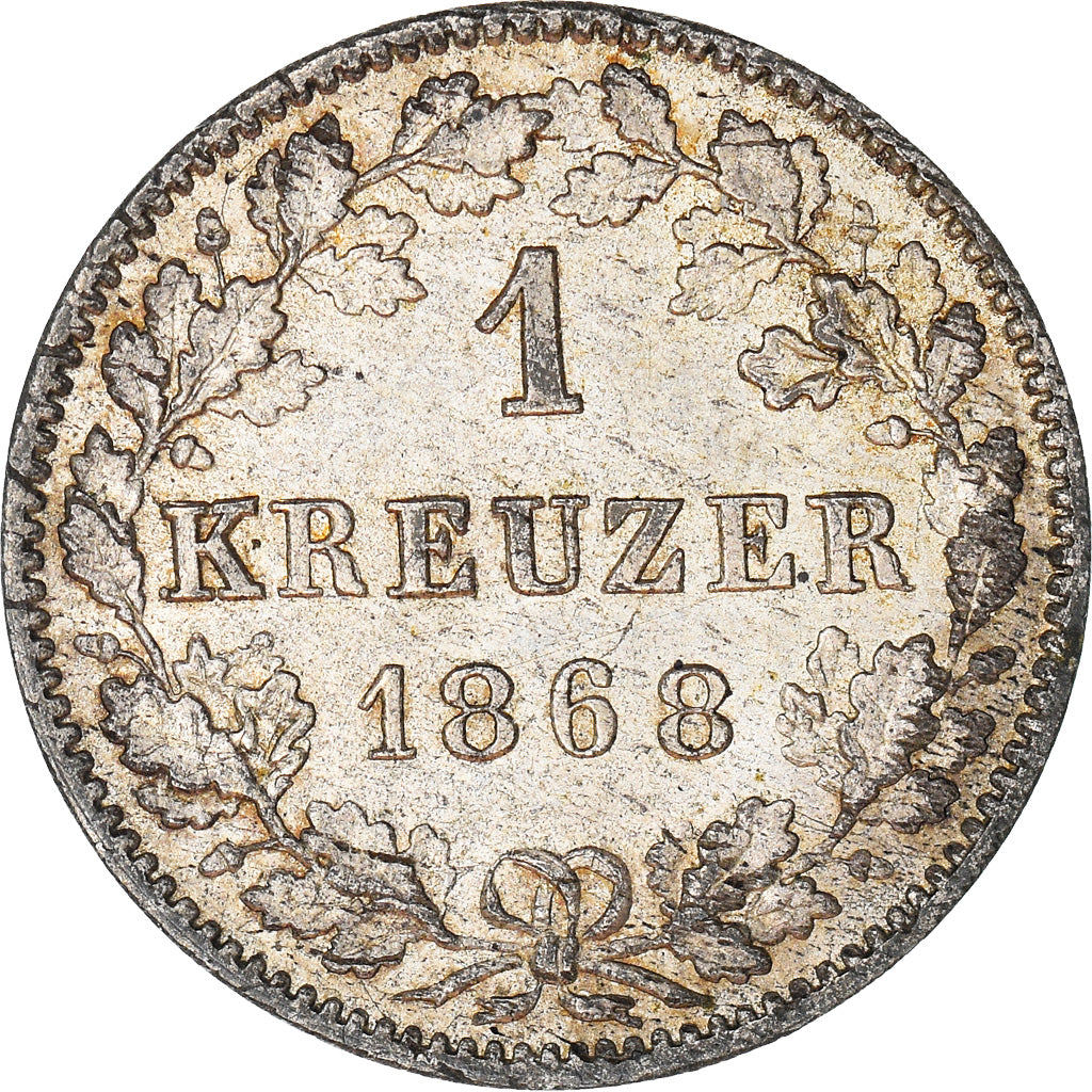 Coin, German States, WURTTEMBERG, Karl I, Kreuzer, 1868, AU(55-58), Silver