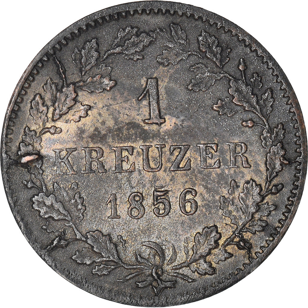 Coin, German States, WURTTEMBERG, Wilhelm I, Kreuzer, 1856, AU(50-53), Silver