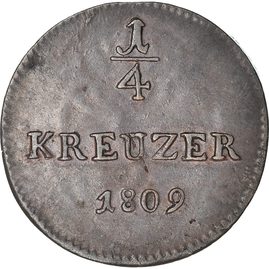 Moneta, Stati tedeschi, HESSE-DARMSTADT, Ludwig X, 1/4 Kreuzer, Pfennig, 1809