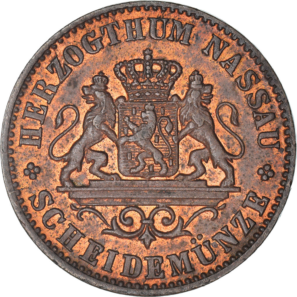 Monnaie, Etats allemands, NASSAU, Adolph, Kreuzer, 1862, Wiesbaden, SUP, Cuivre