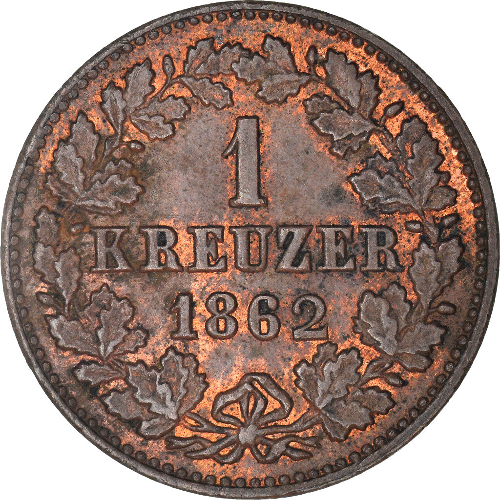 Monnaie, Etats allemands, NASSAU, Adolph, Kreuzer, 1862, Wiesbaden, SUP, Cuivre