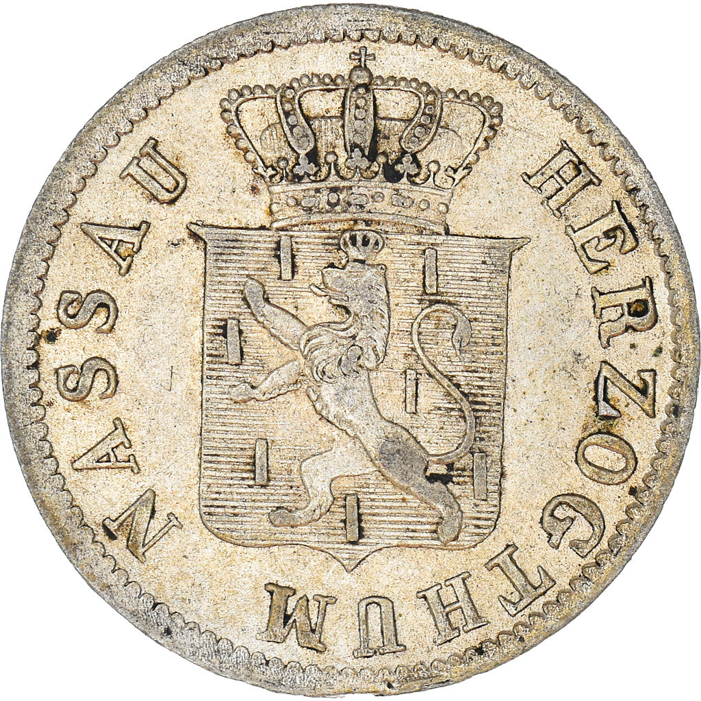 Munten, Duitse staten, NASSAU, Adolph, 3 Kreuzer, 1855, Wiesbaden, ZF+, Zilver