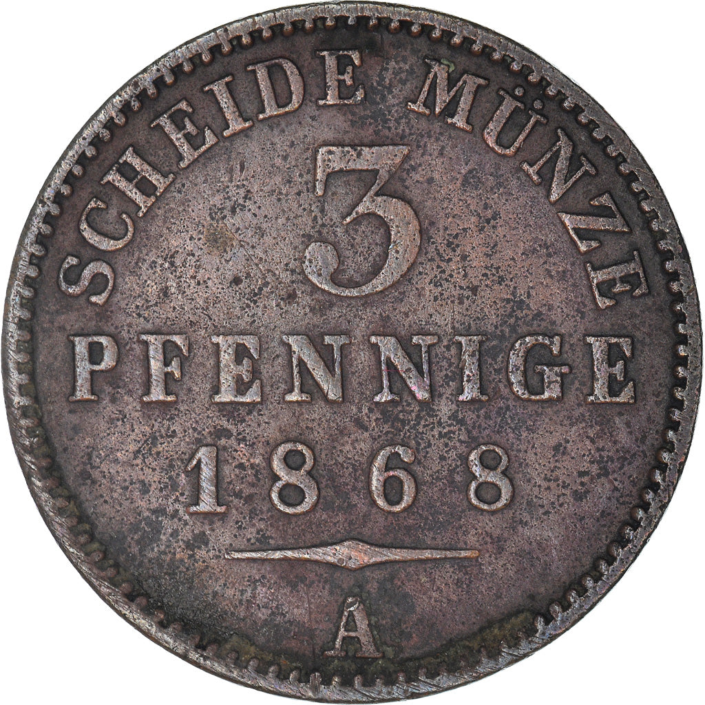 Munten, Duitse staten, REUSS-OBERGREIZ, Heinrich XXII, 3 Pfennig, 1868, FR+