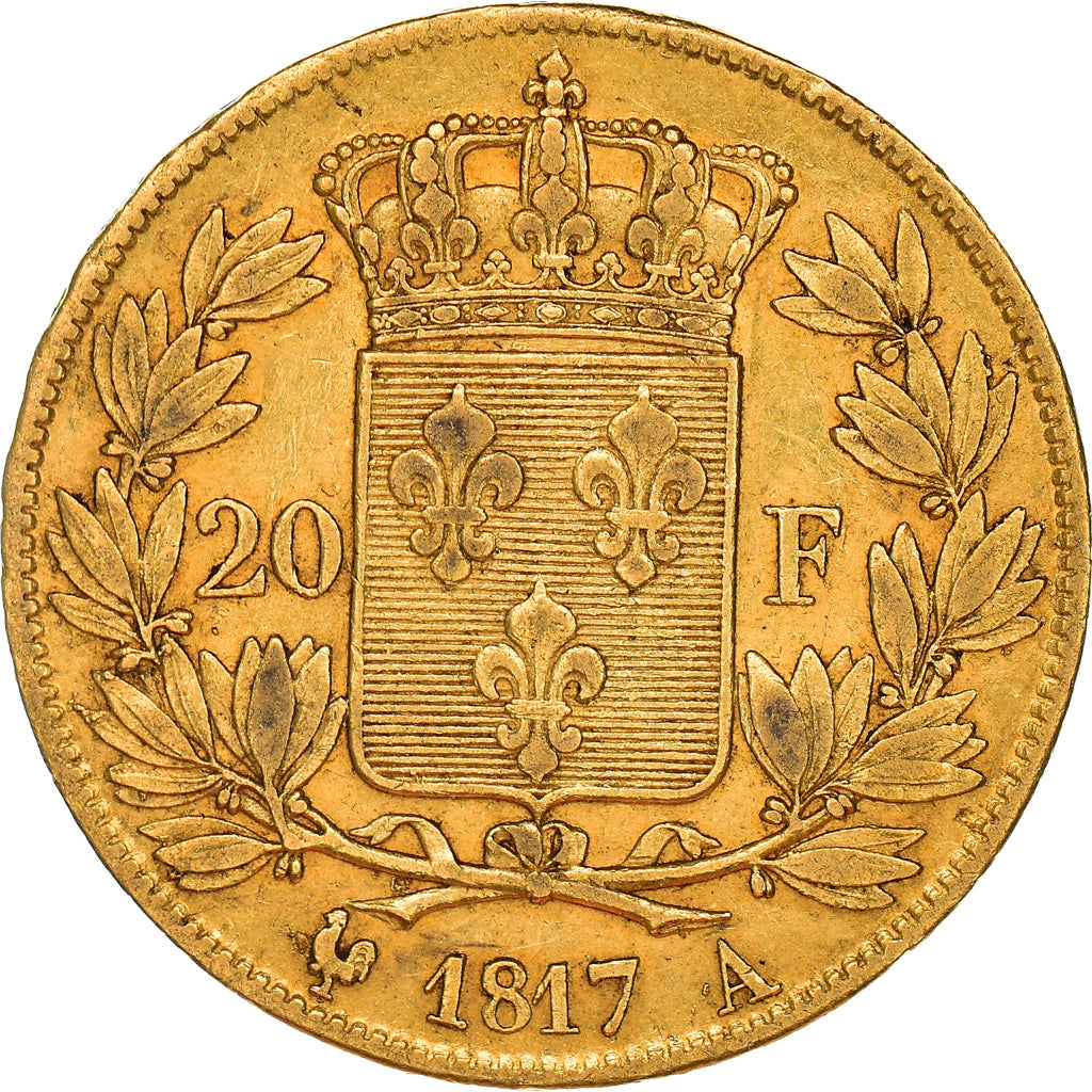 Moeda, França, Louis XVIII, 20 Francs, 1817, Paris, EF(40-45), Dourado