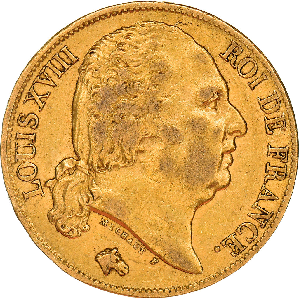 Munten, Frankrijk, Louis XVIII, 20 Francs, 1824, Paris, ZF, Goud, KM:712.1